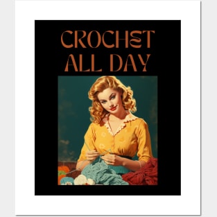 Retro Vintage Crochet All Day Posters and Art